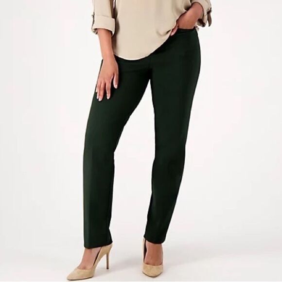 Susan Graver Smart Ponte Knit Slim Leg Pants - Picture 1 of 4